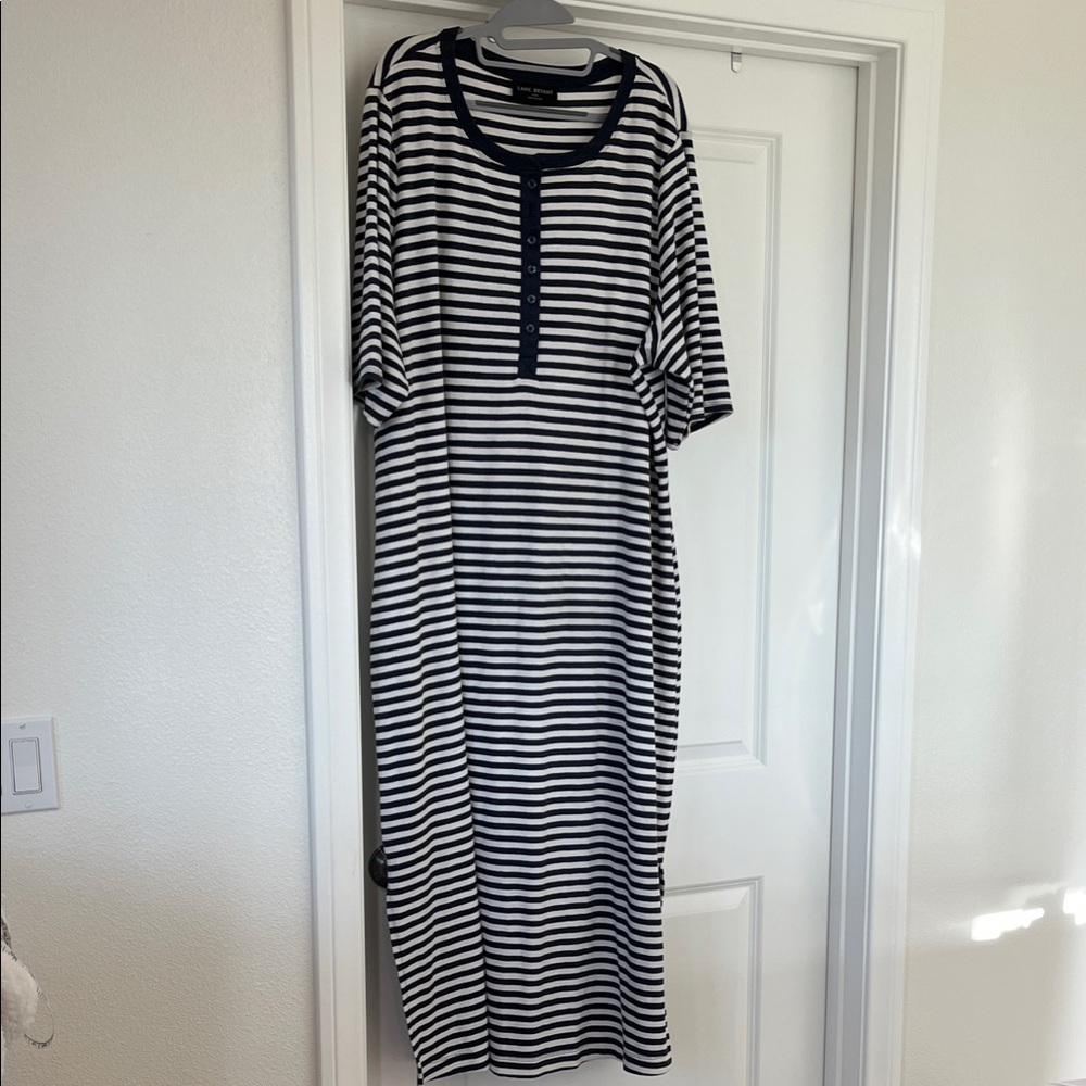 LANE BRYANT STRIPED SHORT SLEEVE MAXI DRESS